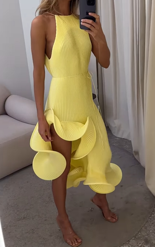 Ruffle Hem Sleeveless Occasion Dress