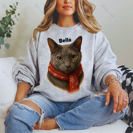 Custom Pet Reindeer Christmas Apparel - Personalized Dog/Cat Festive Sweatshirt & Hoodie