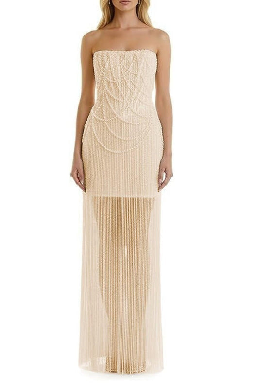 Sheath-Column Strapless Short Pearls Sequin Dress CS1075