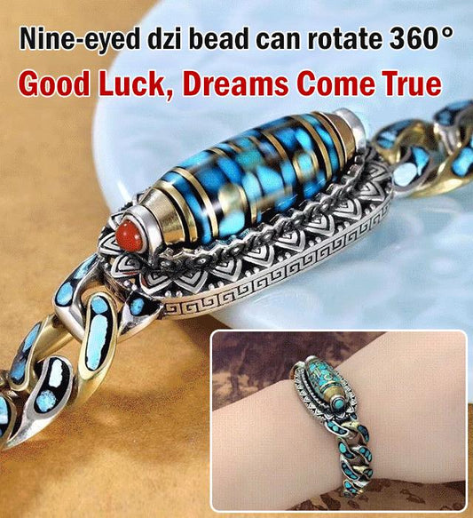 🎁 Turquoise Six-character Mantra Nine-Eyed Bead Bracelet