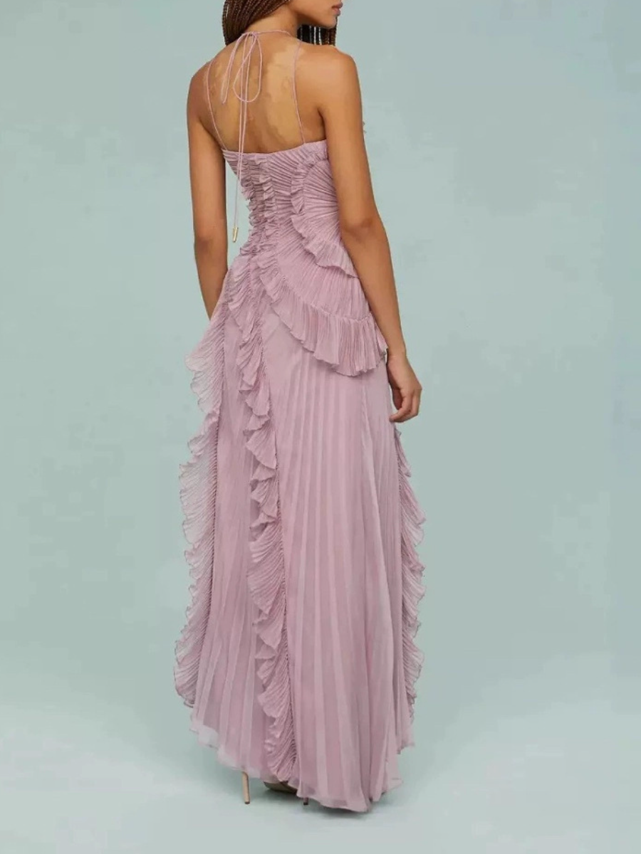 Flounces Pleated Mid-length Skirt