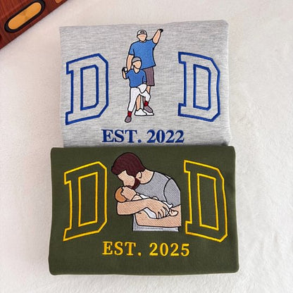 Custom Embroidered Portrait Tee/Sweatshirt for Father Popular Now