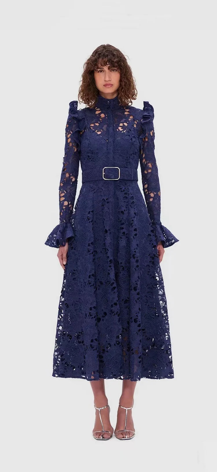 Lace Butterfly Sleeve Midi Dress