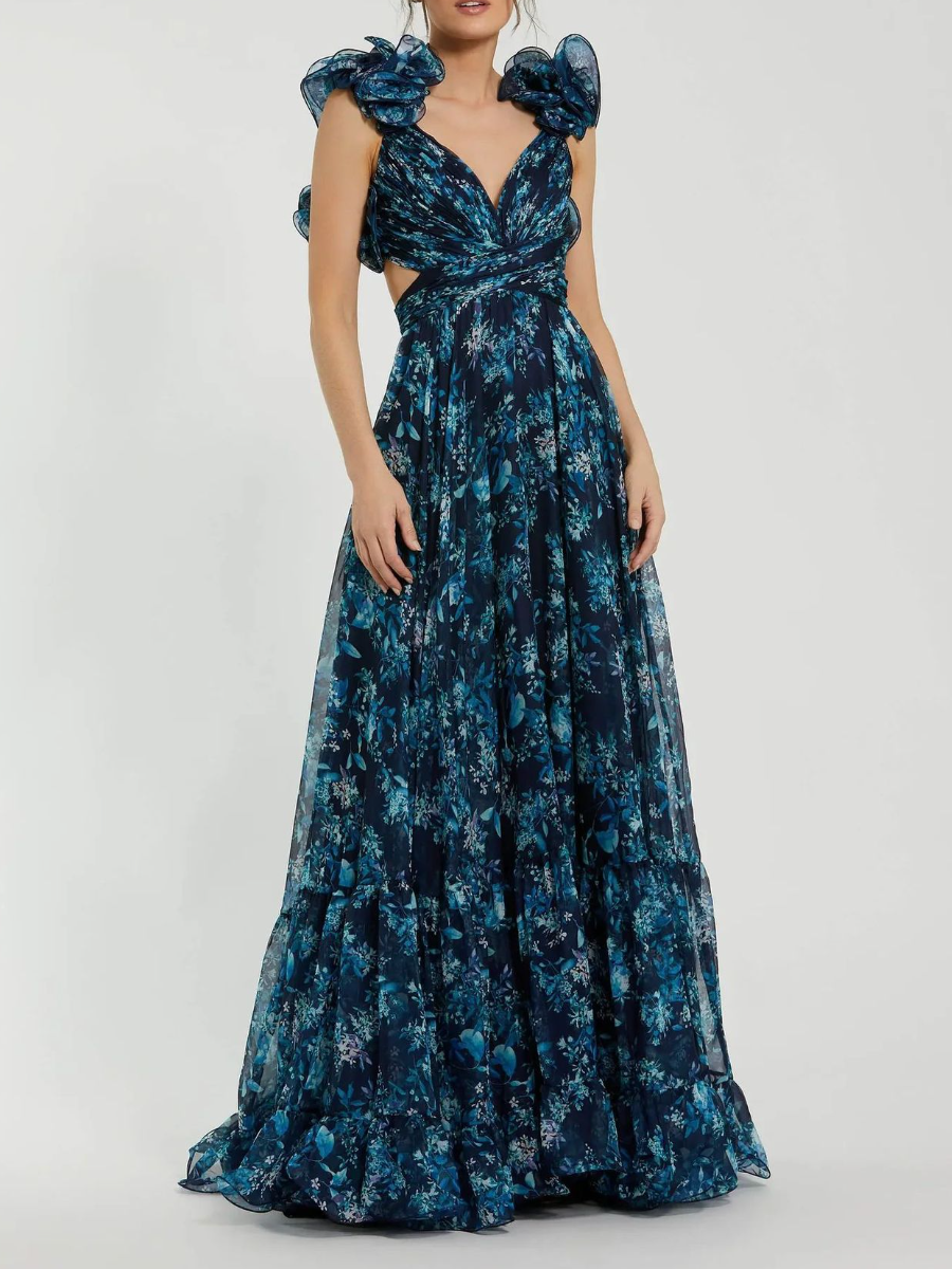Sling-Print Long Dress