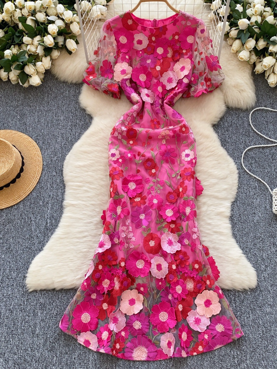 Heavy Flower Embroidered Dress