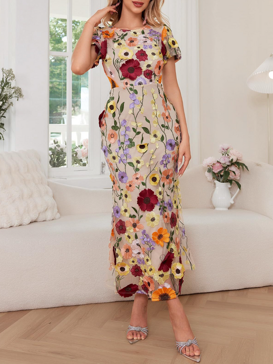 Heavy Flower Embroidered Dress