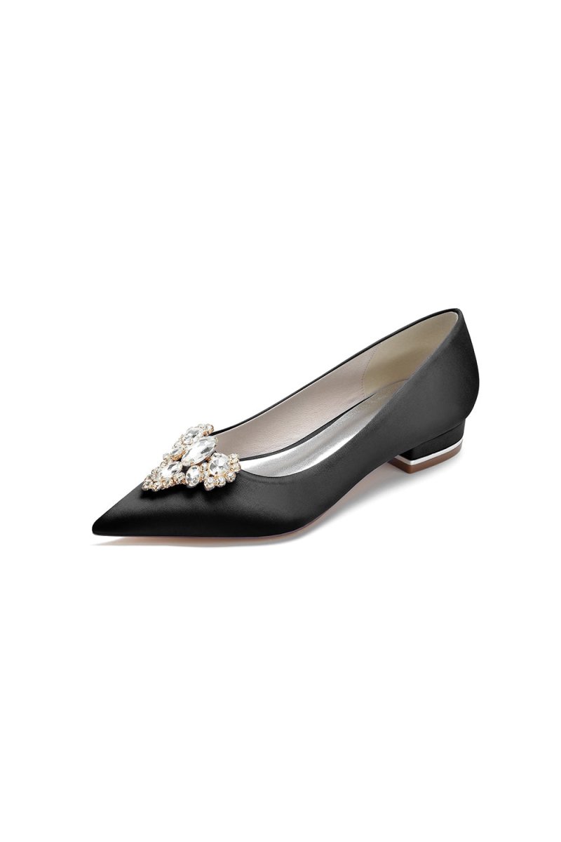 Pretty Pointed Toe Rhinestone Kitten Heels