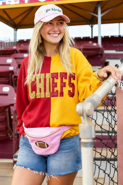 Custom Glitter Embroidered Two Tone Split Sweatshirt