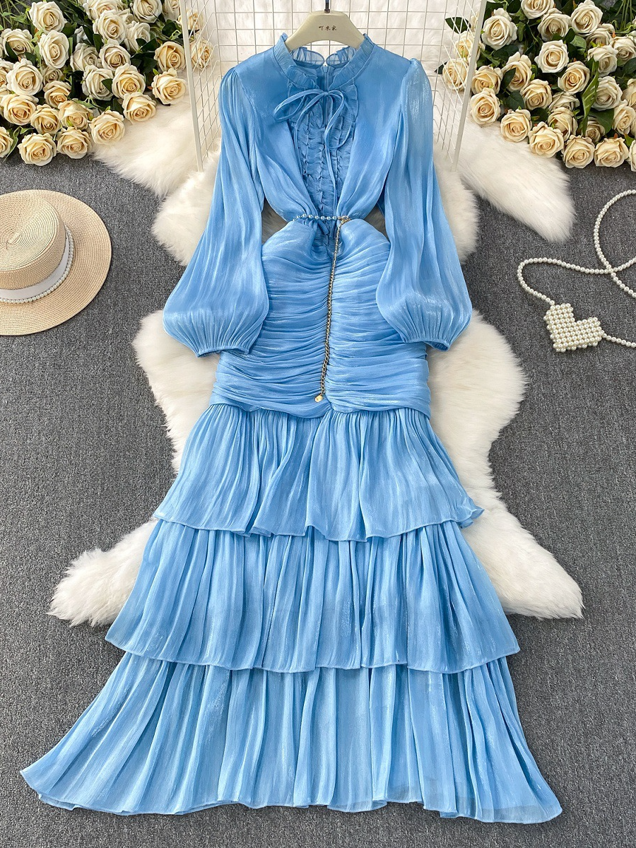 High-grade Lace Ruffled Long Dress