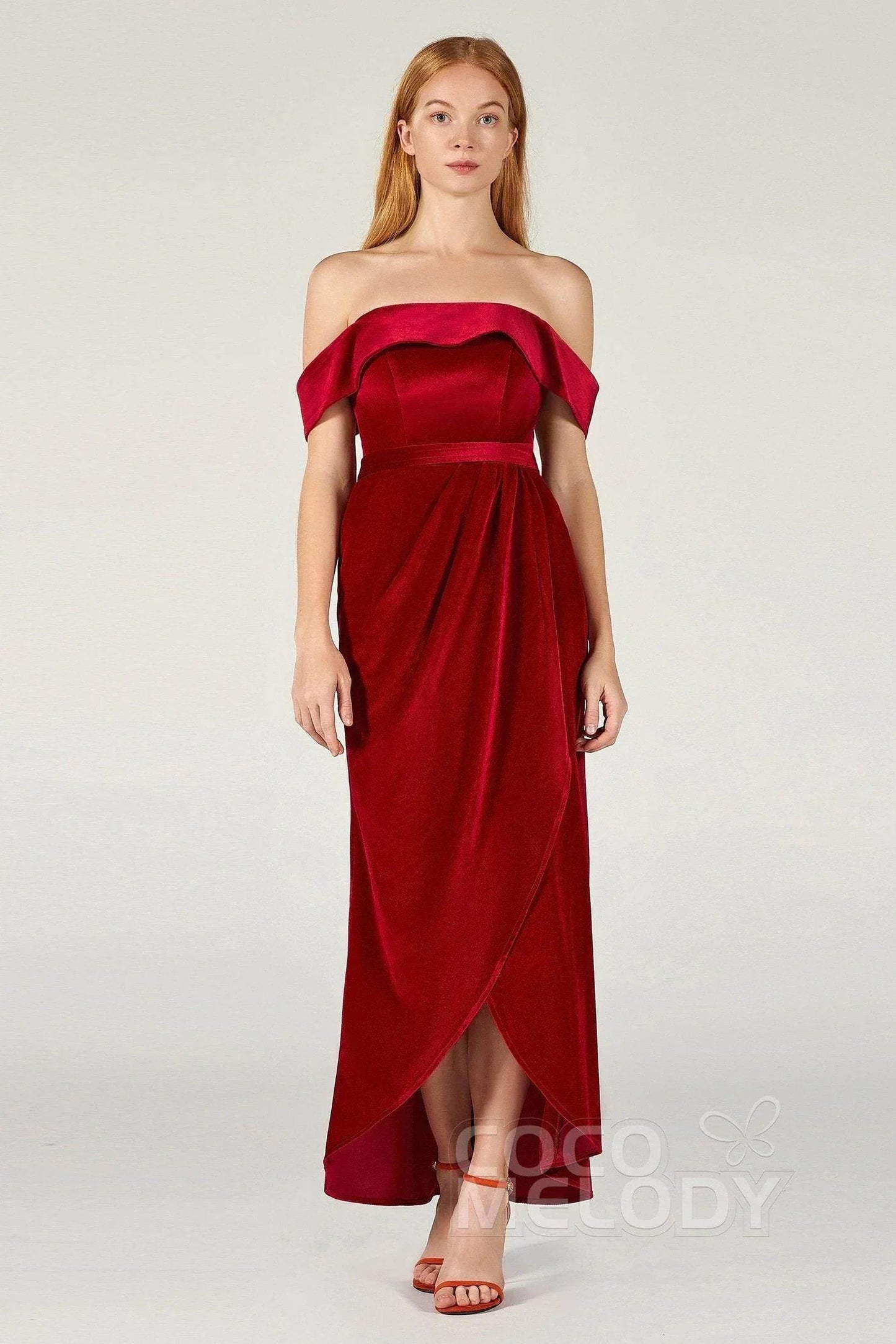 Sheath-Column Ankle Length Velvet Dress CB0365CS