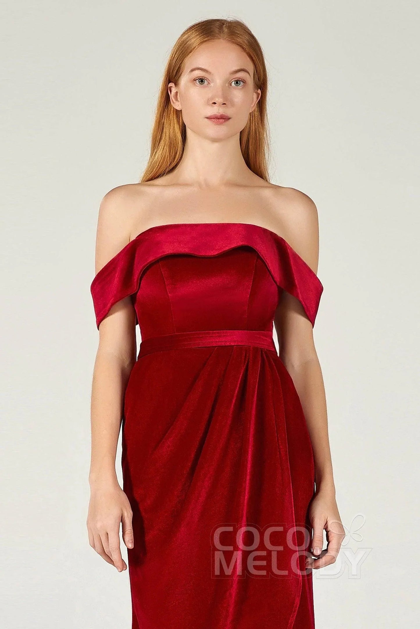 Sheath-Column Ankle Length Velvet Dress CB0365CS