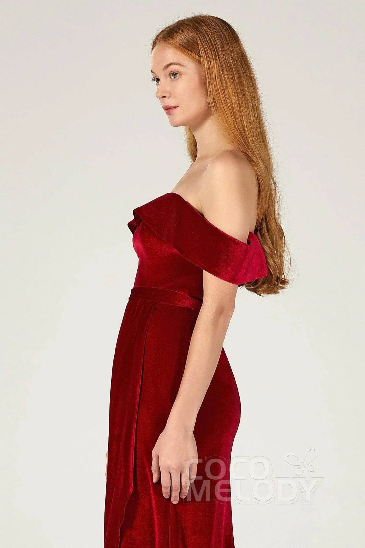 Sheath-Column Ankle Length Velvet Dress CB0365CS
