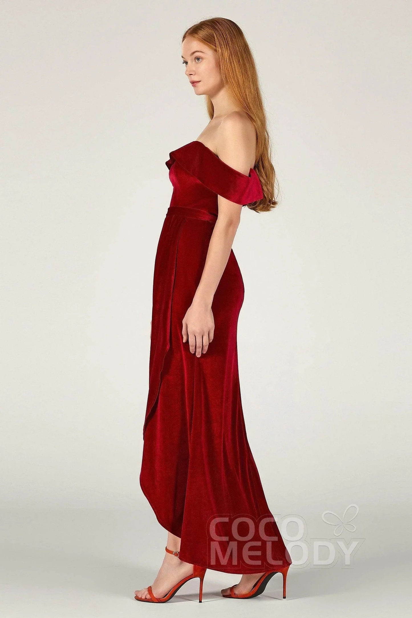 Sheath-Column Ankle Length Velvet Dress CB0365CS