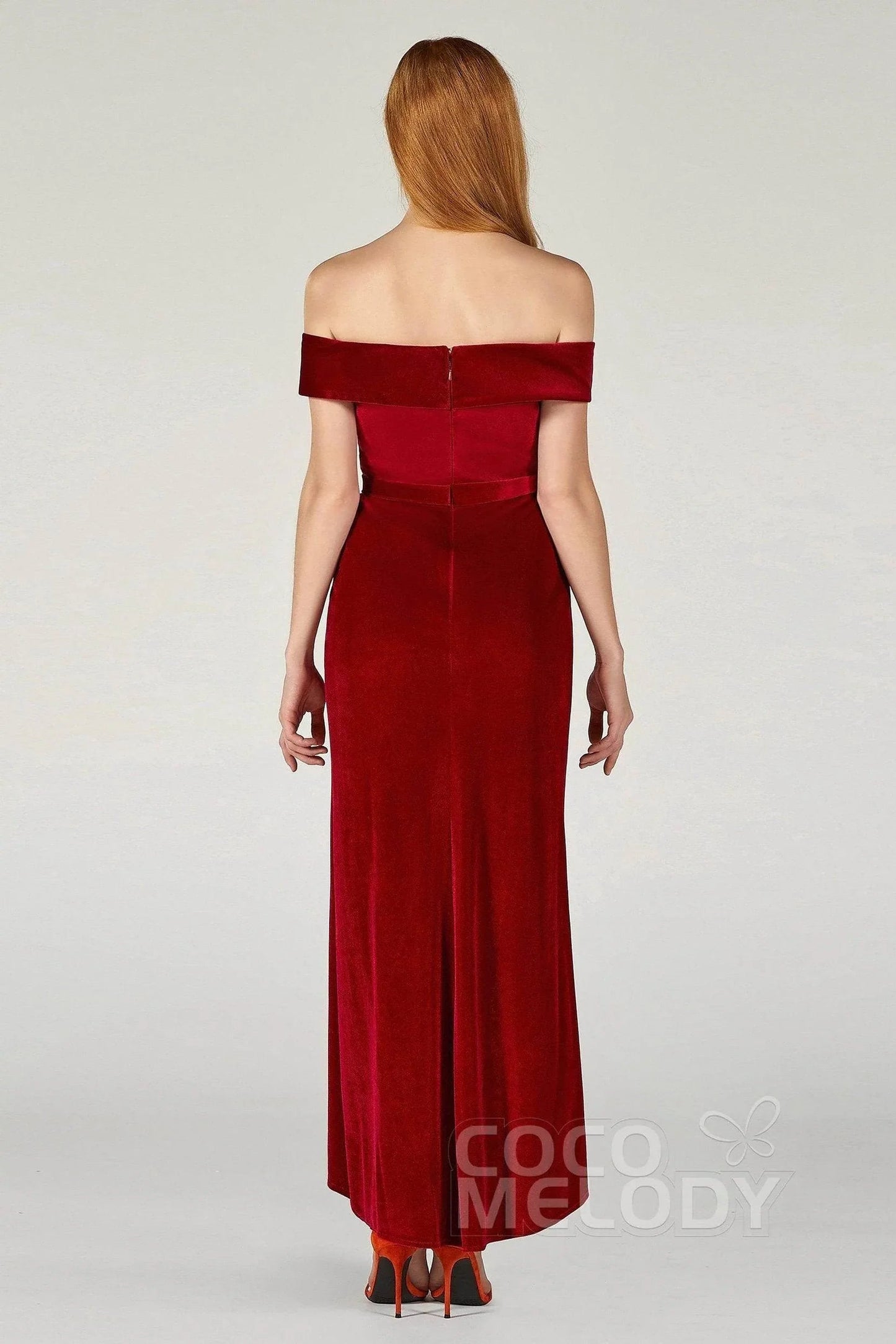 Sheath-Column Ankle Length Velvet Dress CB0365CS