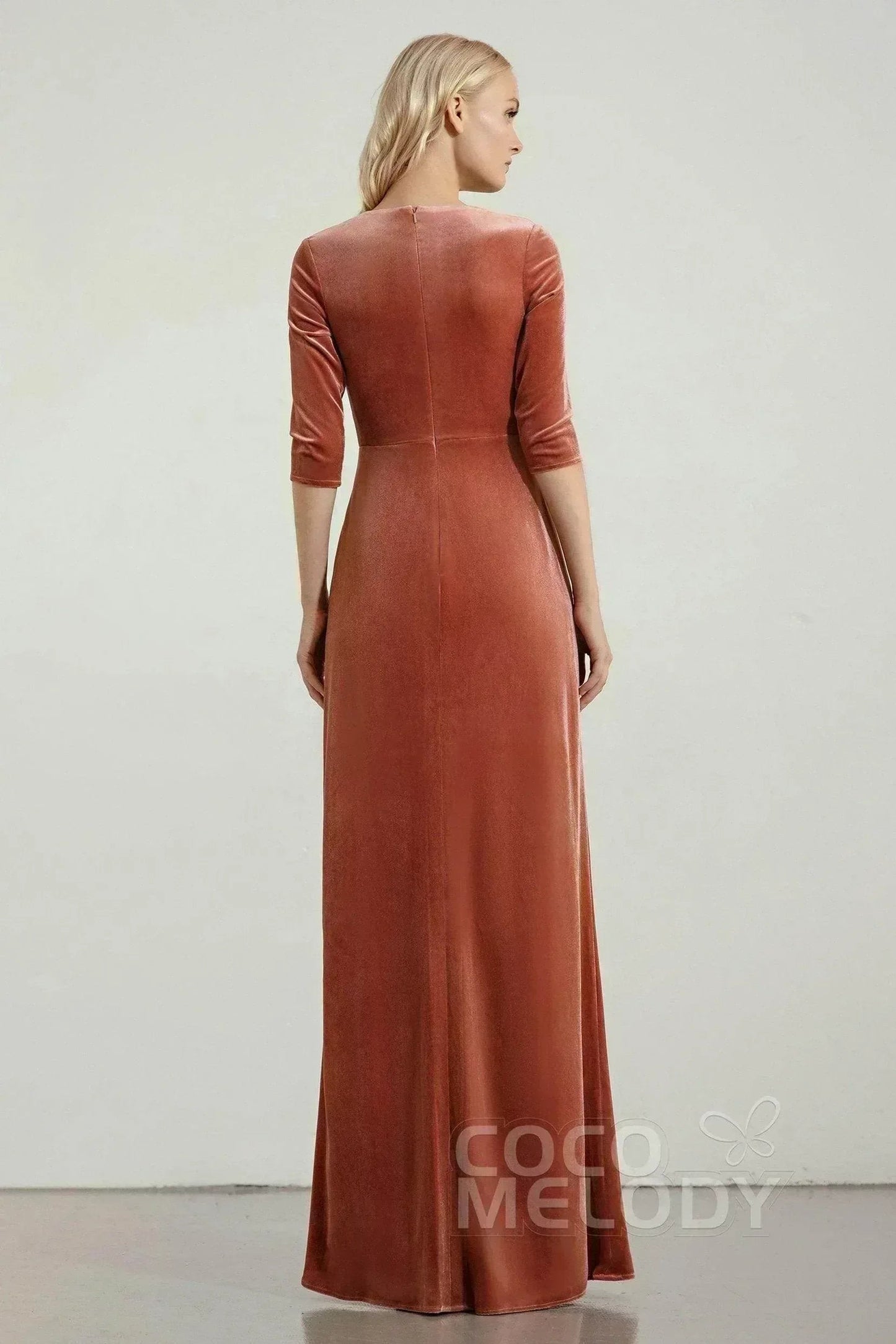 Sheath-Column Floor Length Velvet Dresses CB0443CS