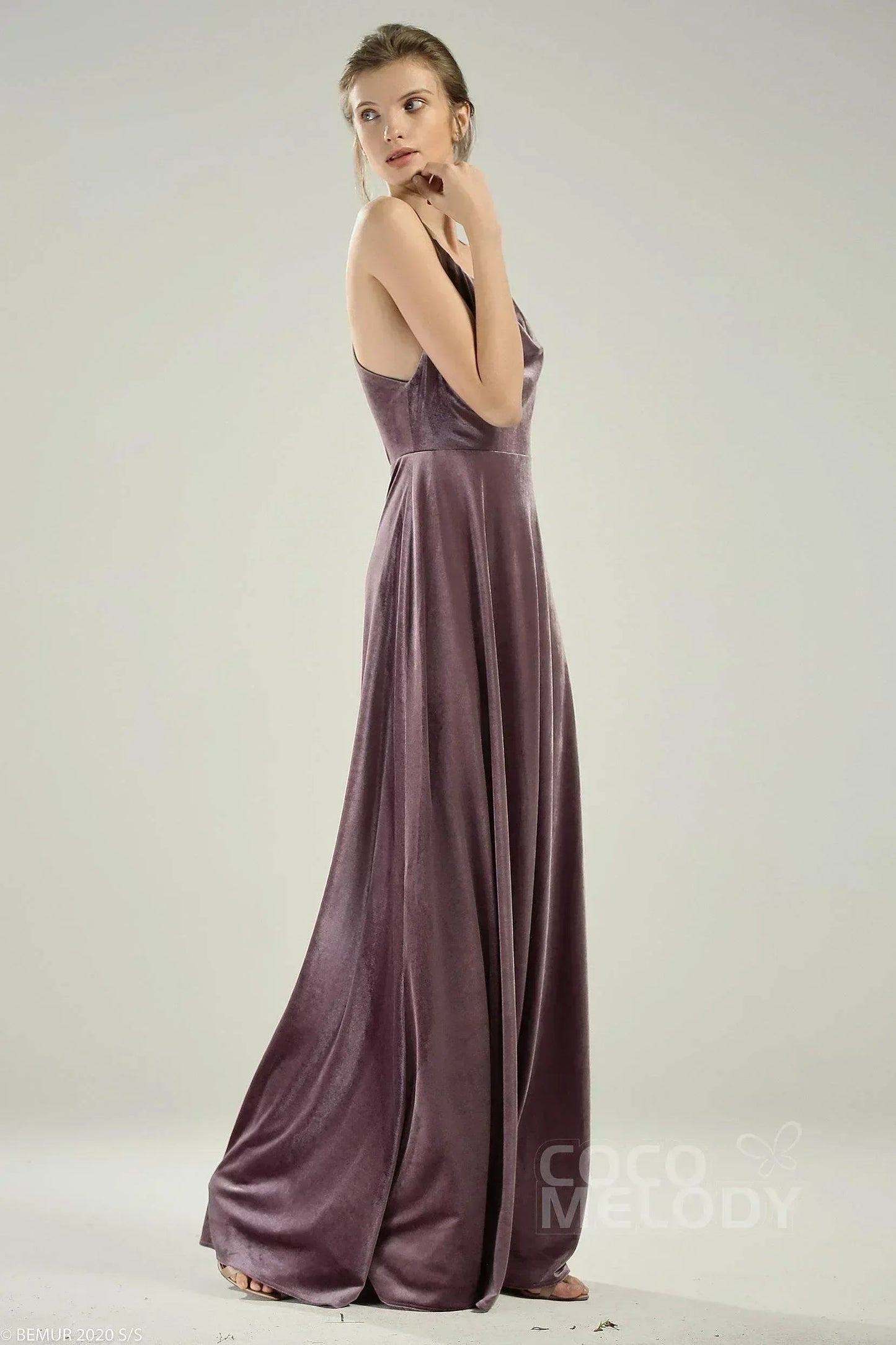 A-Line Floor Length Velvet Dress CB0625CS