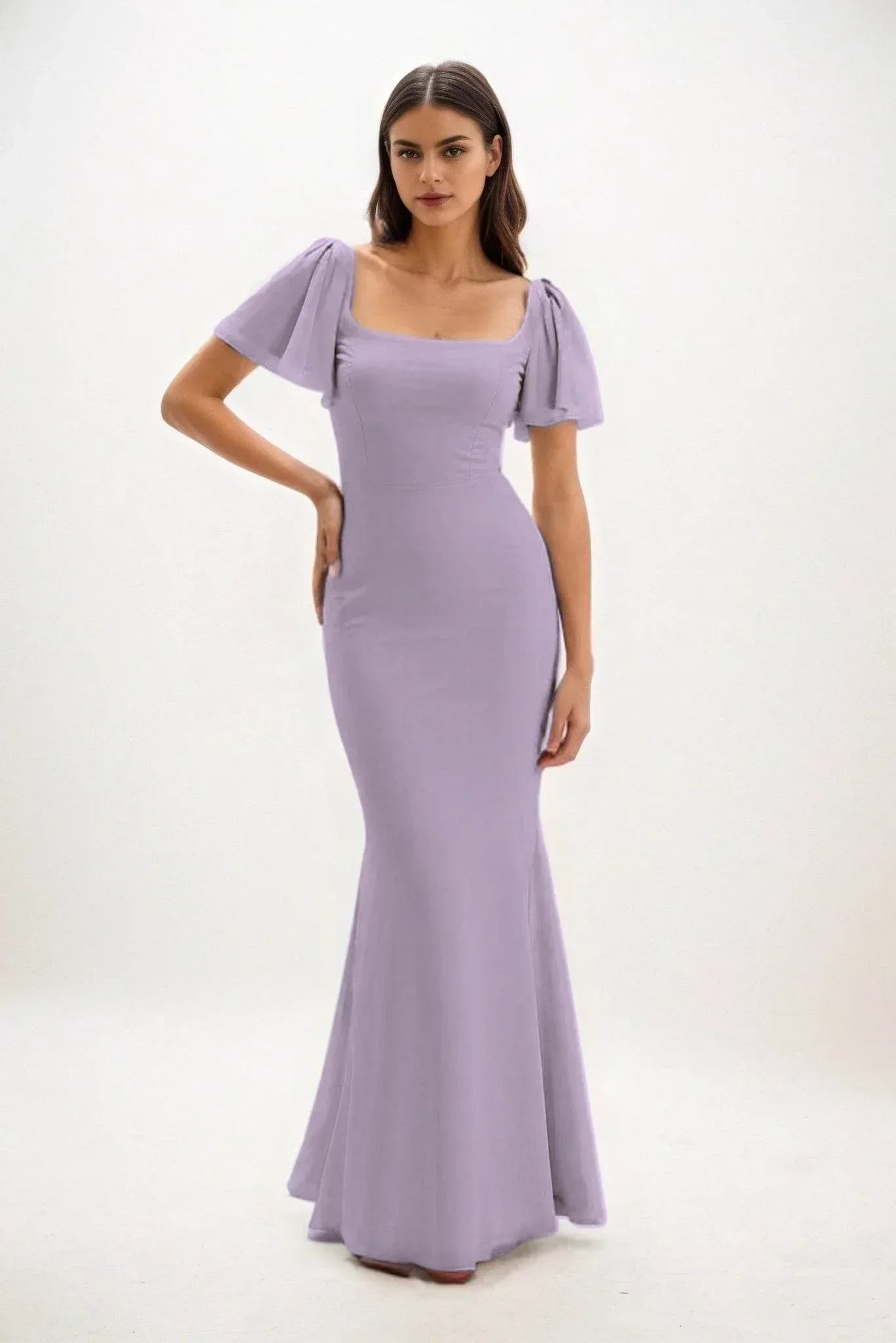 Sheath-Column Maxi Chiffon Dress CB0813CS