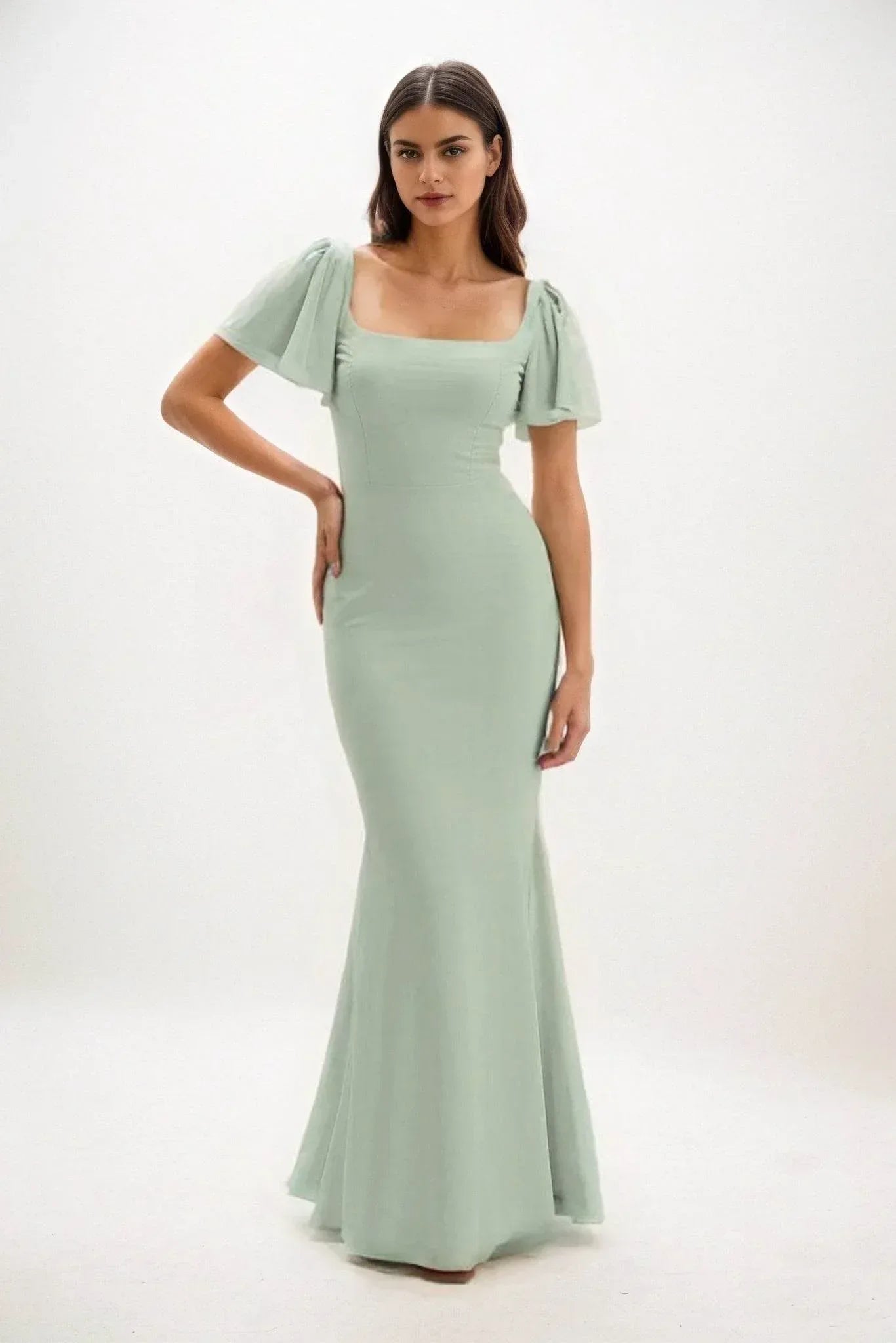Sheath-Column Maxi Chiffon Dress CB0813CS