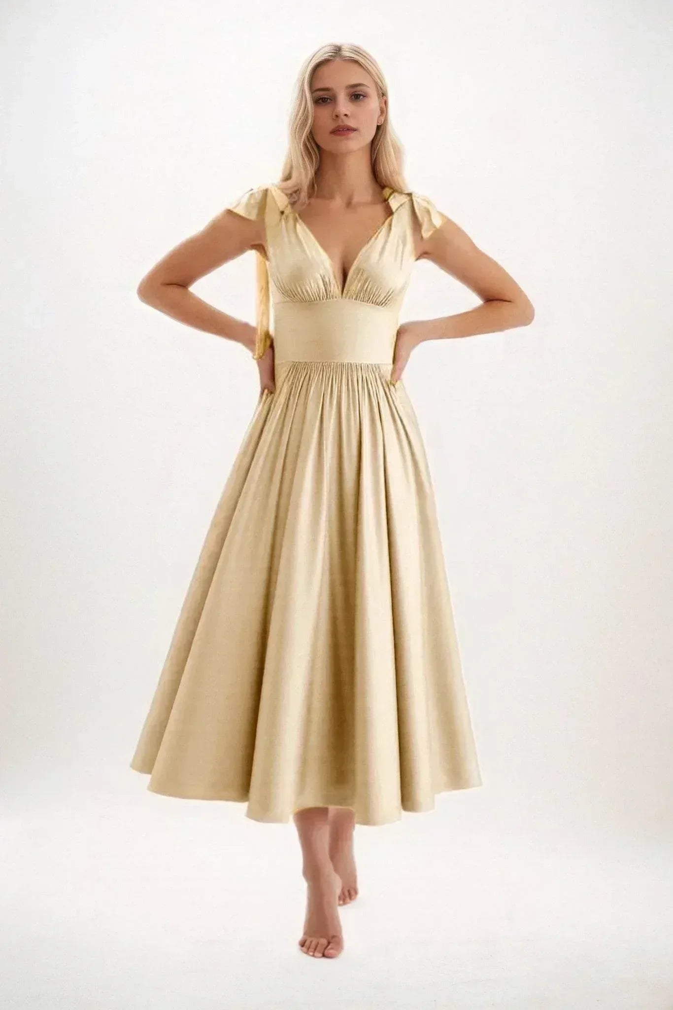 A-Line Midi Luxe Satin Dress CB0832CS