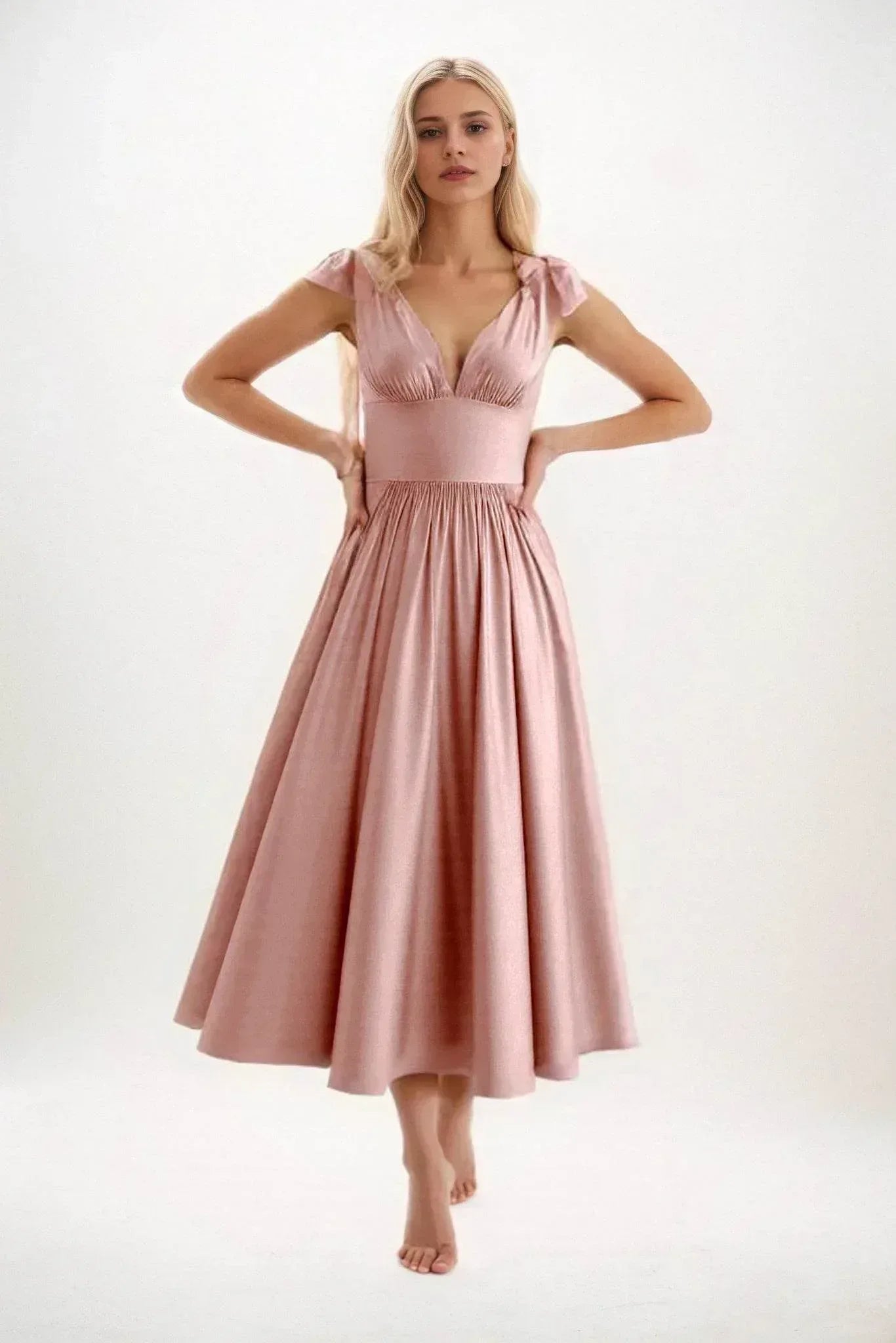 A-Line Midi Luxe Satin Dress CB0832CS