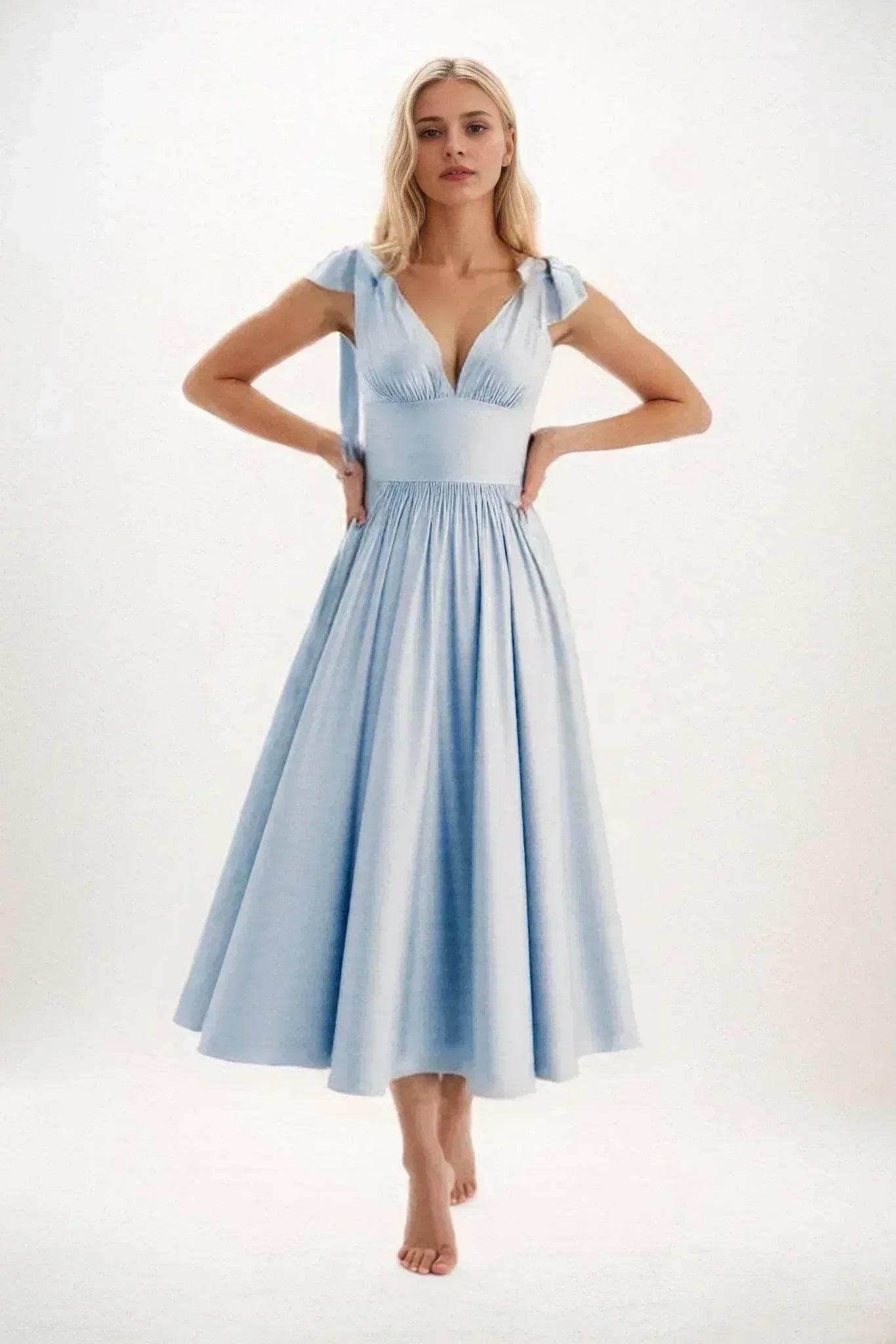 A-Line Midi Luxe Satin Dress CB0832CS