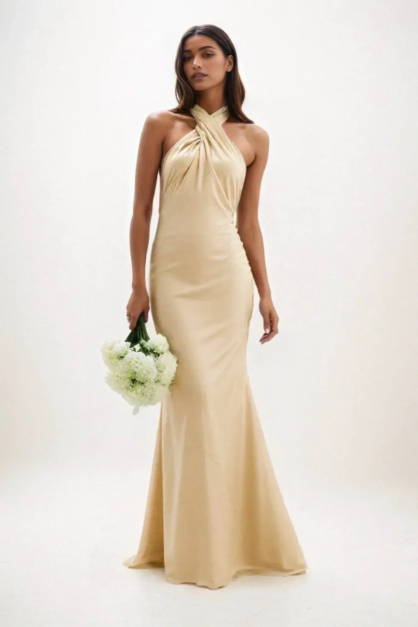 Sheath-Column Maxi Luxe Satin Dress CB0837CS