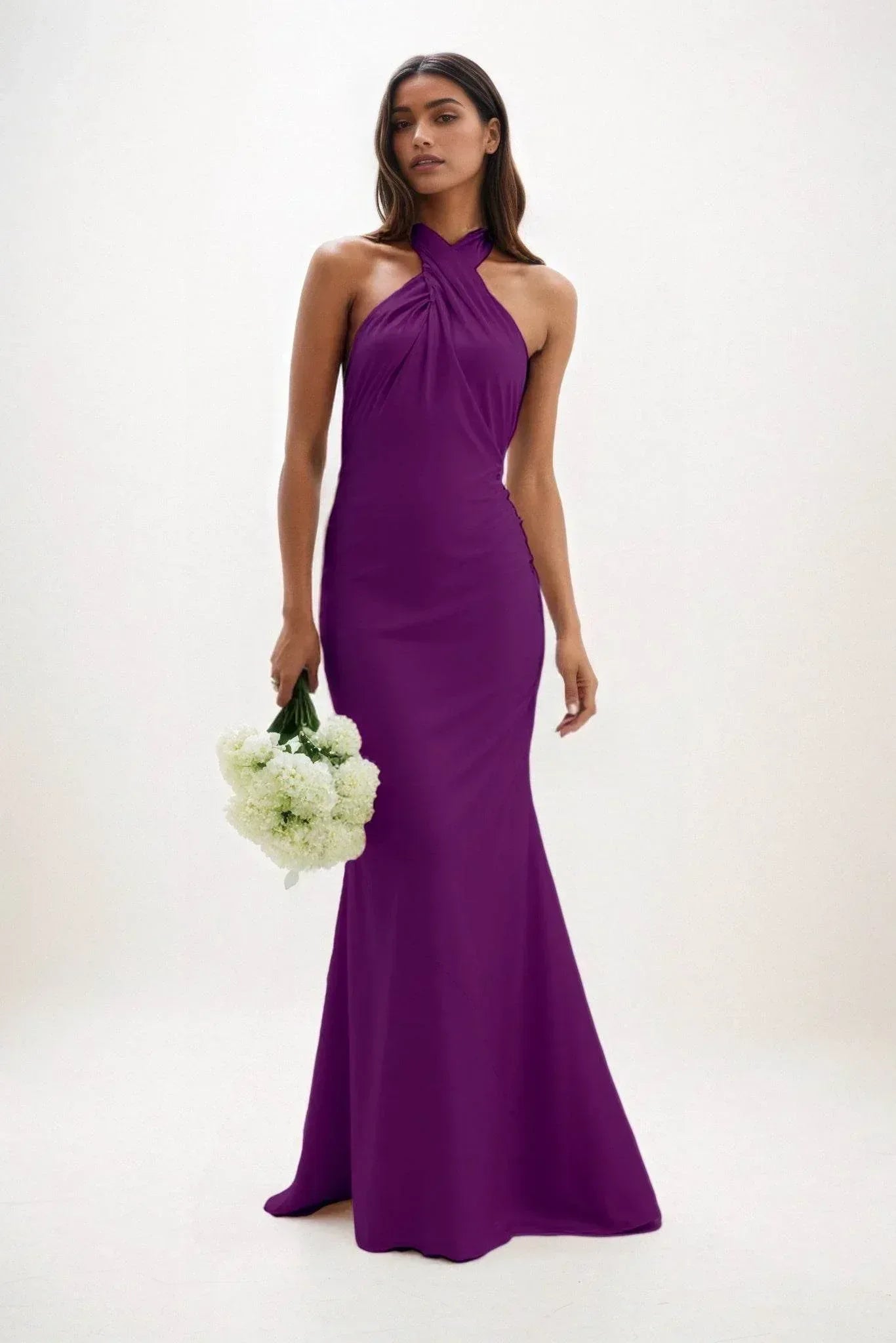 Sheath-Column Maxi Luxe Satin Dress CB0837CS