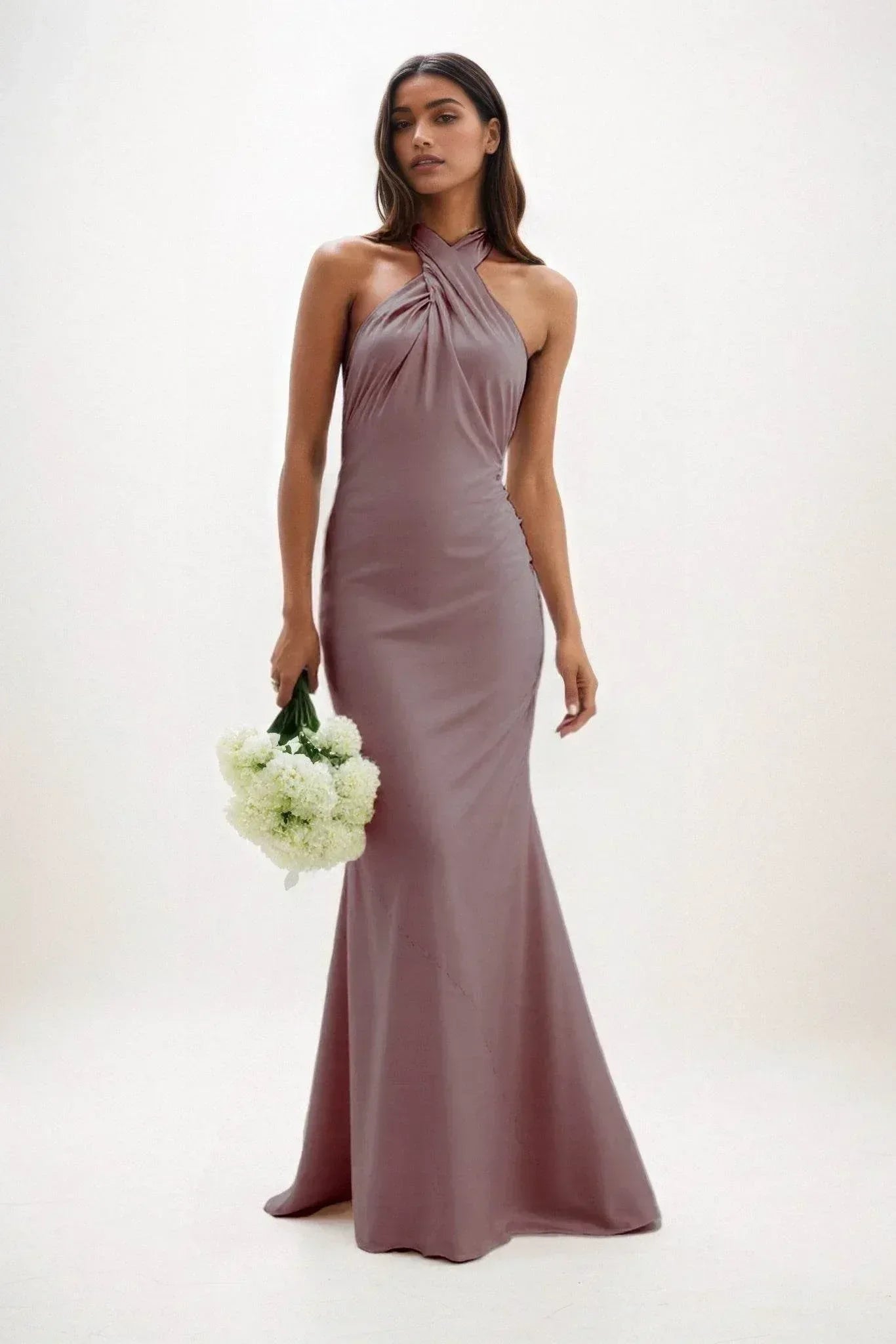 Sheath-Column Maxi Luxe Satin Dress CB0837CS