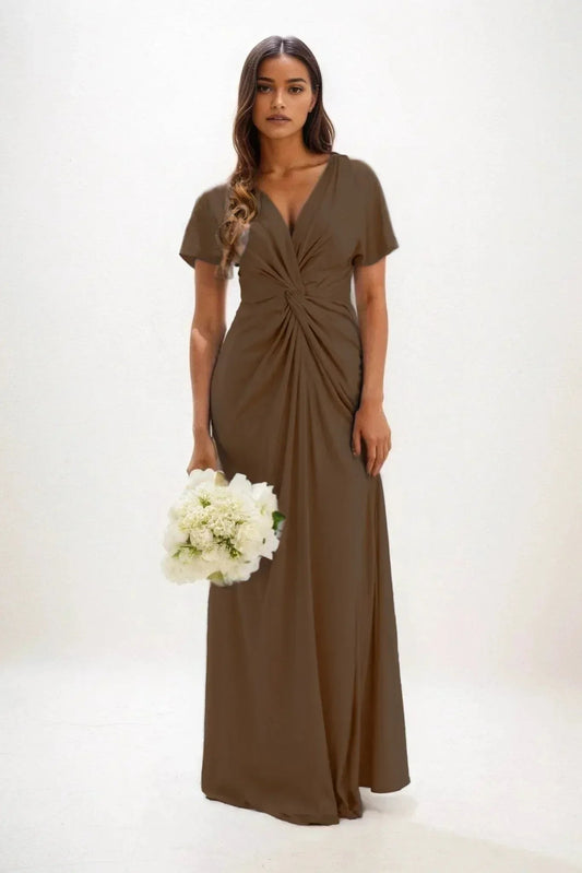 A-Line Maxi Luxe Satin Dress CB0838CS