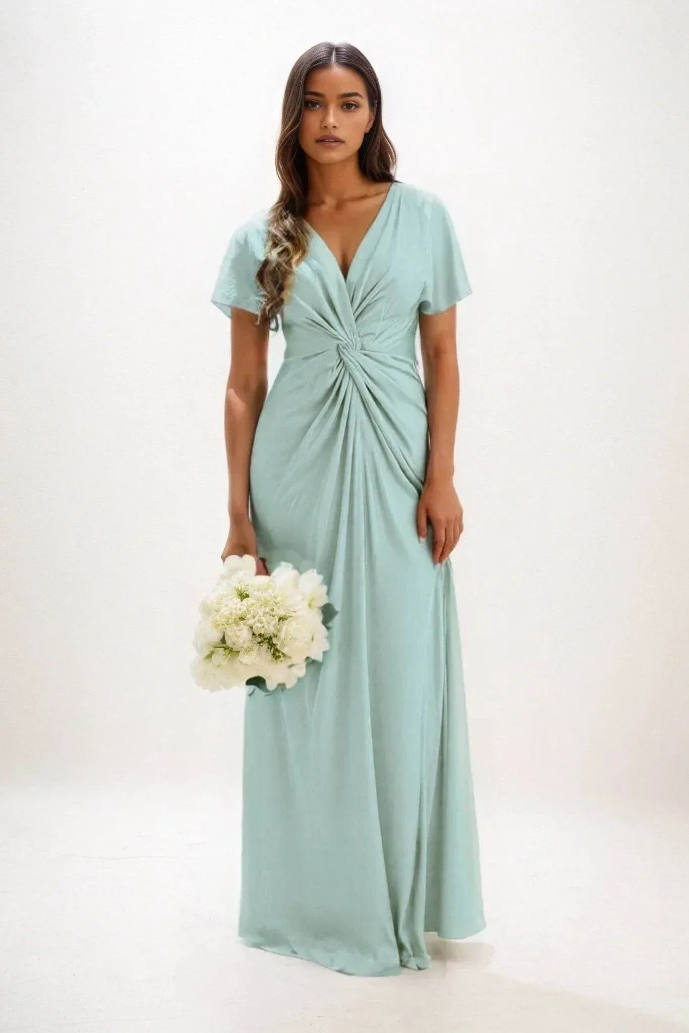 A-Line Maxi Luxe Satin Dress CB0838CS