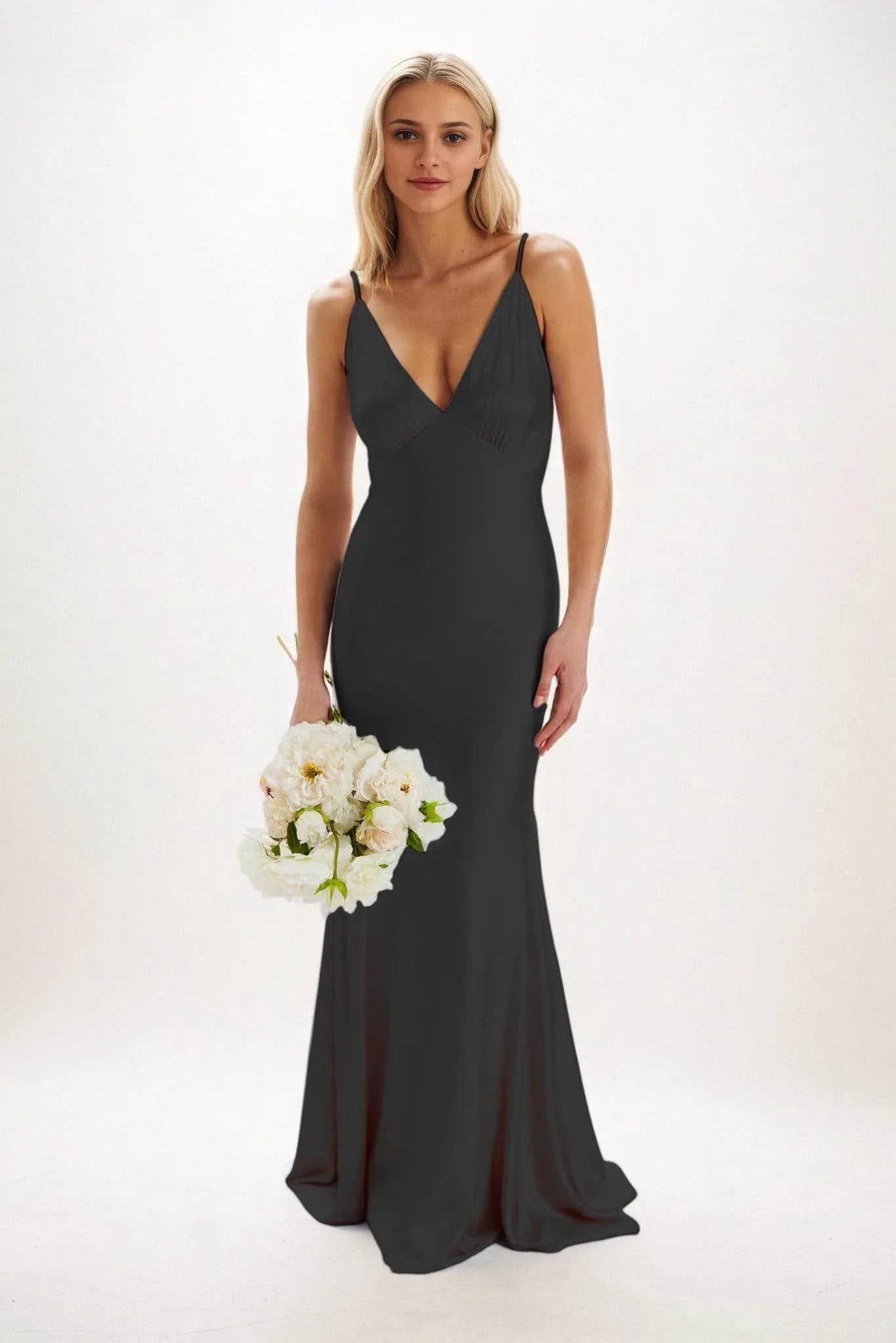 Sheath-Column Maxi Luxe Satin Dress CB0839CS