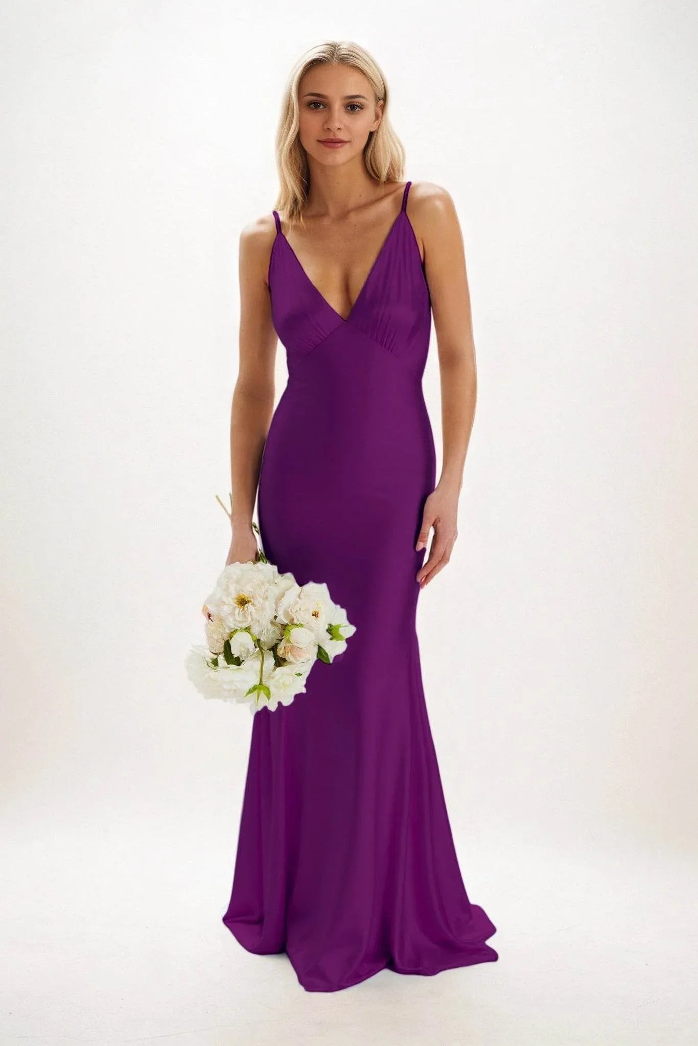 Sheath-Column Maxi Luxe Satin Dress CB0839CS