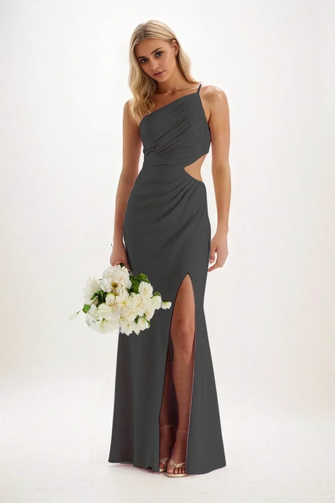 Sheath-Column Maxi Luxe Satin Dress CB084CS