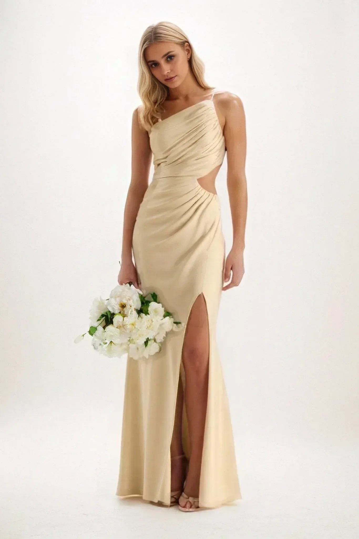 Sheath-Column Maxi Luxe Satin Dress CB084CS