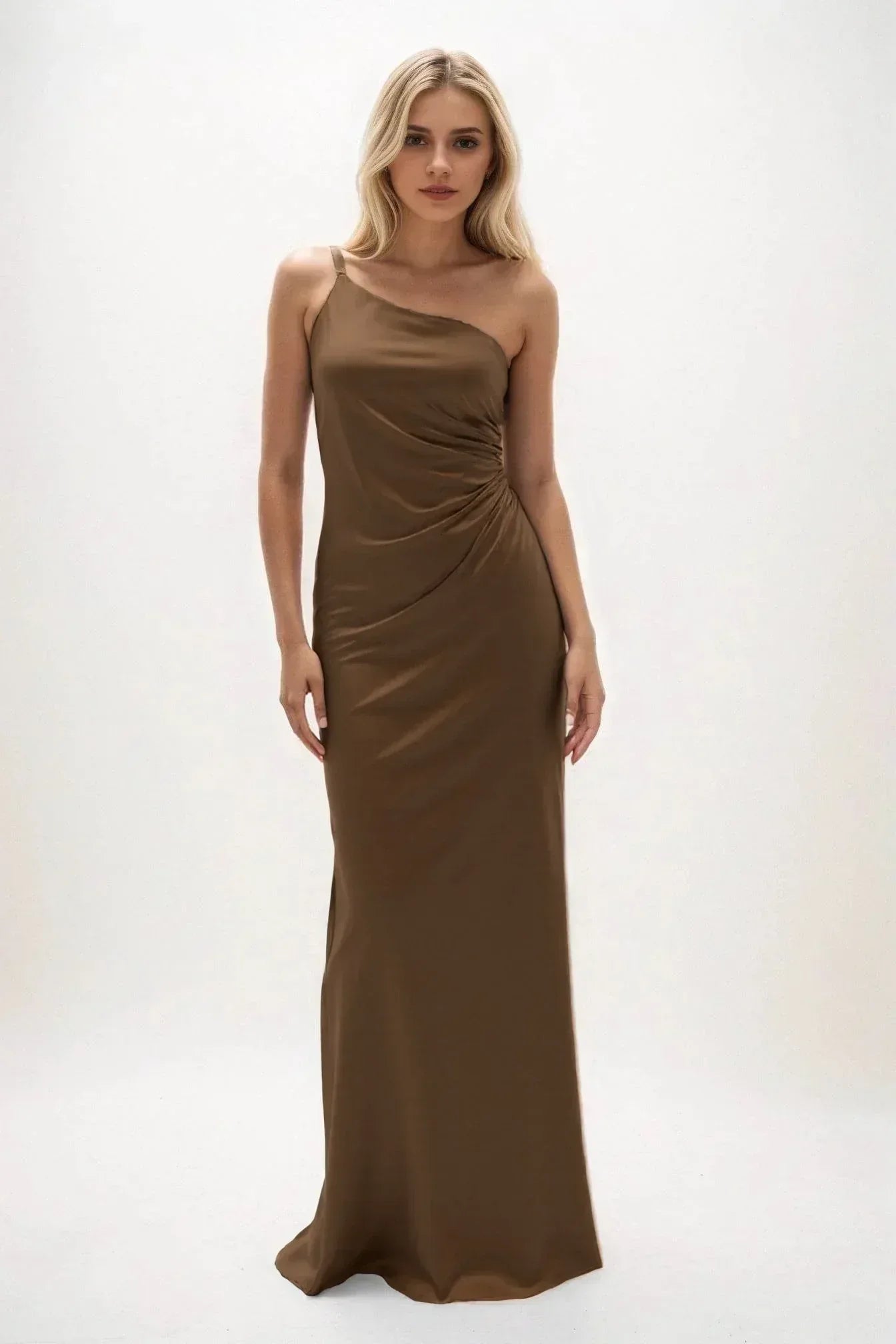 Sheath-Column Maxi Luxe Satin Dress CB0843CS