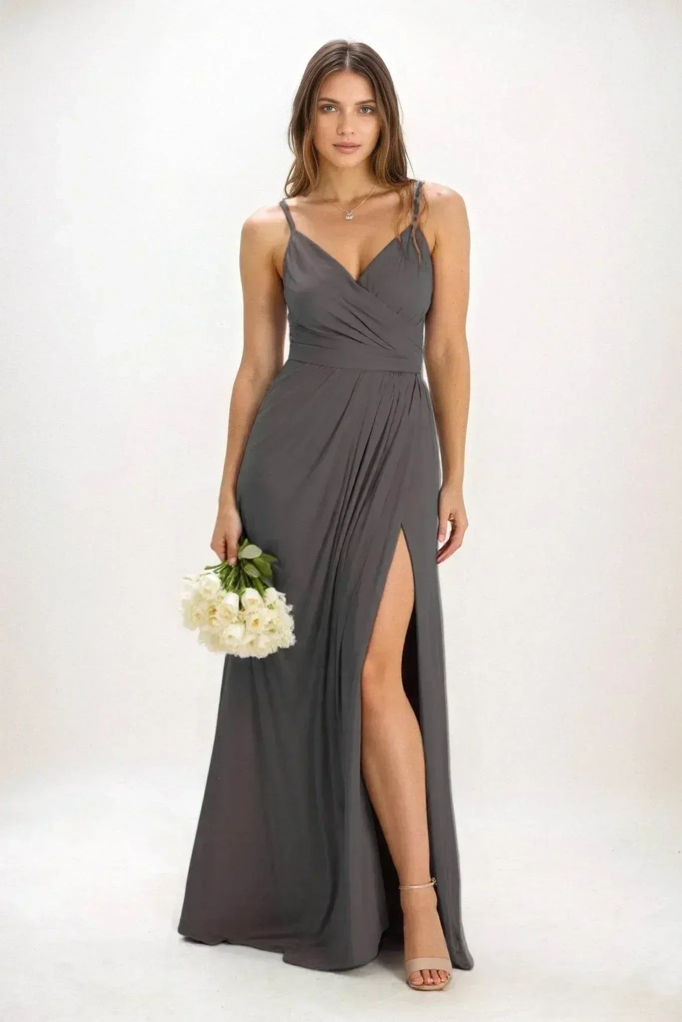 A-Line Maxi Luxe Satin Dress CB0844CS
