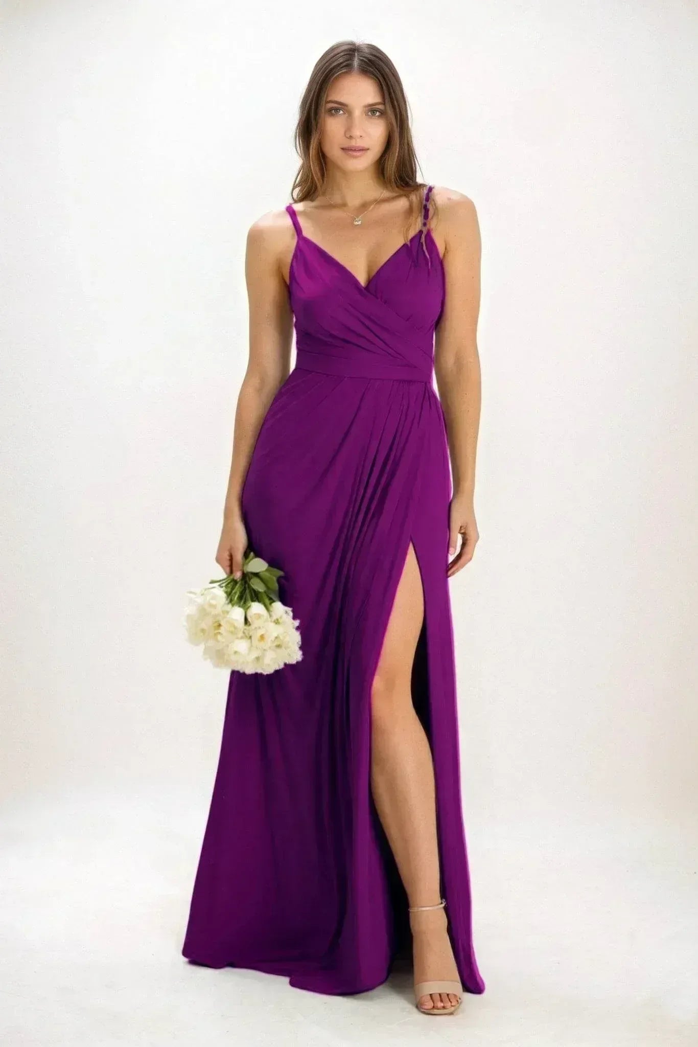 A-Line Maxi Luxe Satin Dress CB0844CS