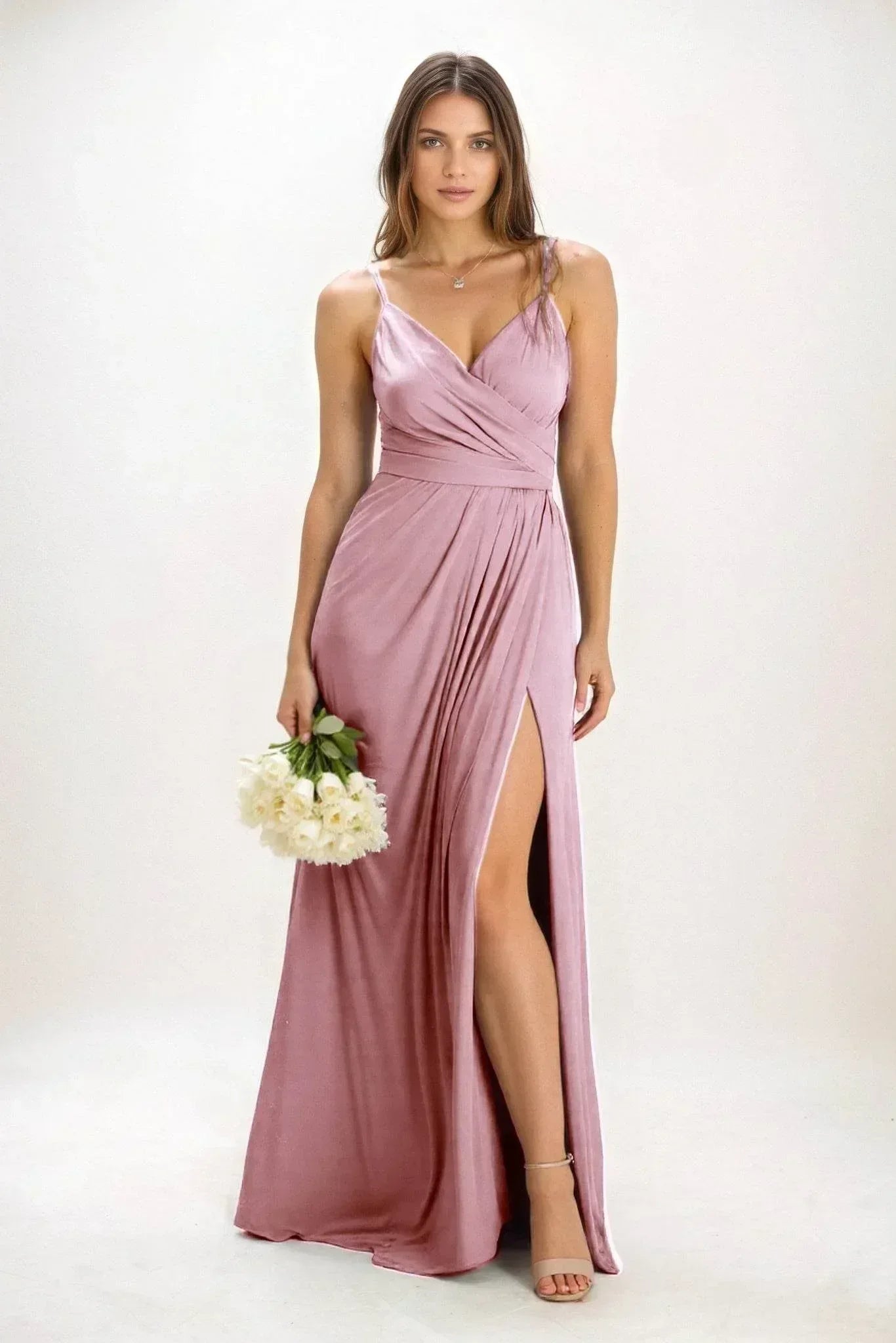 A-Line Maxi Luxe Satin Dress CB0844CS