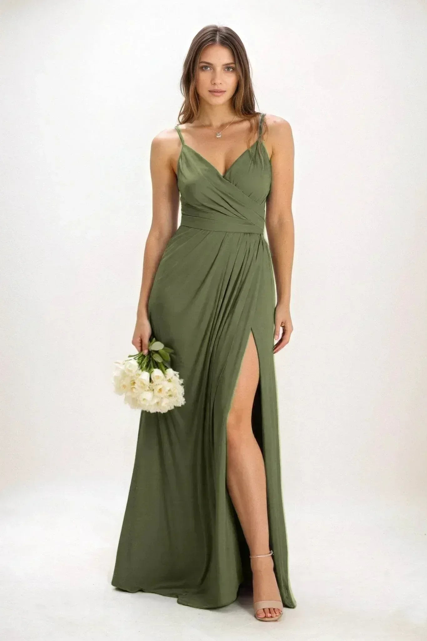 A-Line Maxi Luxe Satin Dress CB0844CS