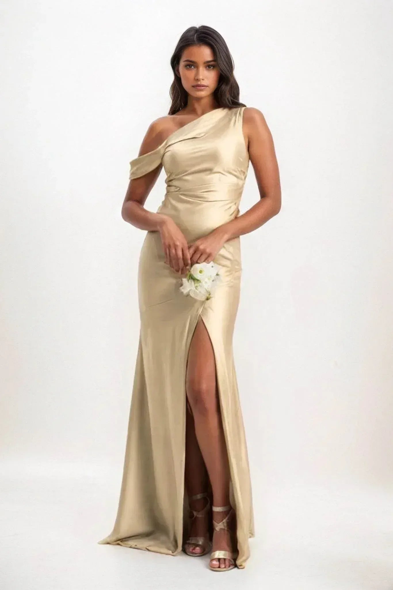 Sheath-Column Maxi Luxe Satin Dress CB0845CS