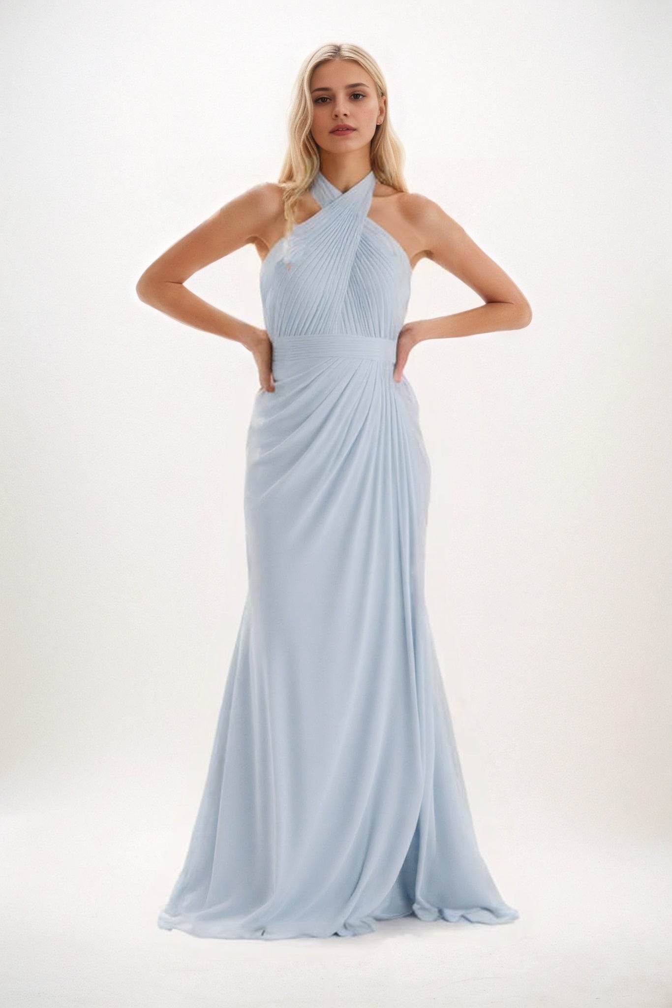 Sheath-Column Maxi Chiffon Bridesmaid Dress CB0848CR