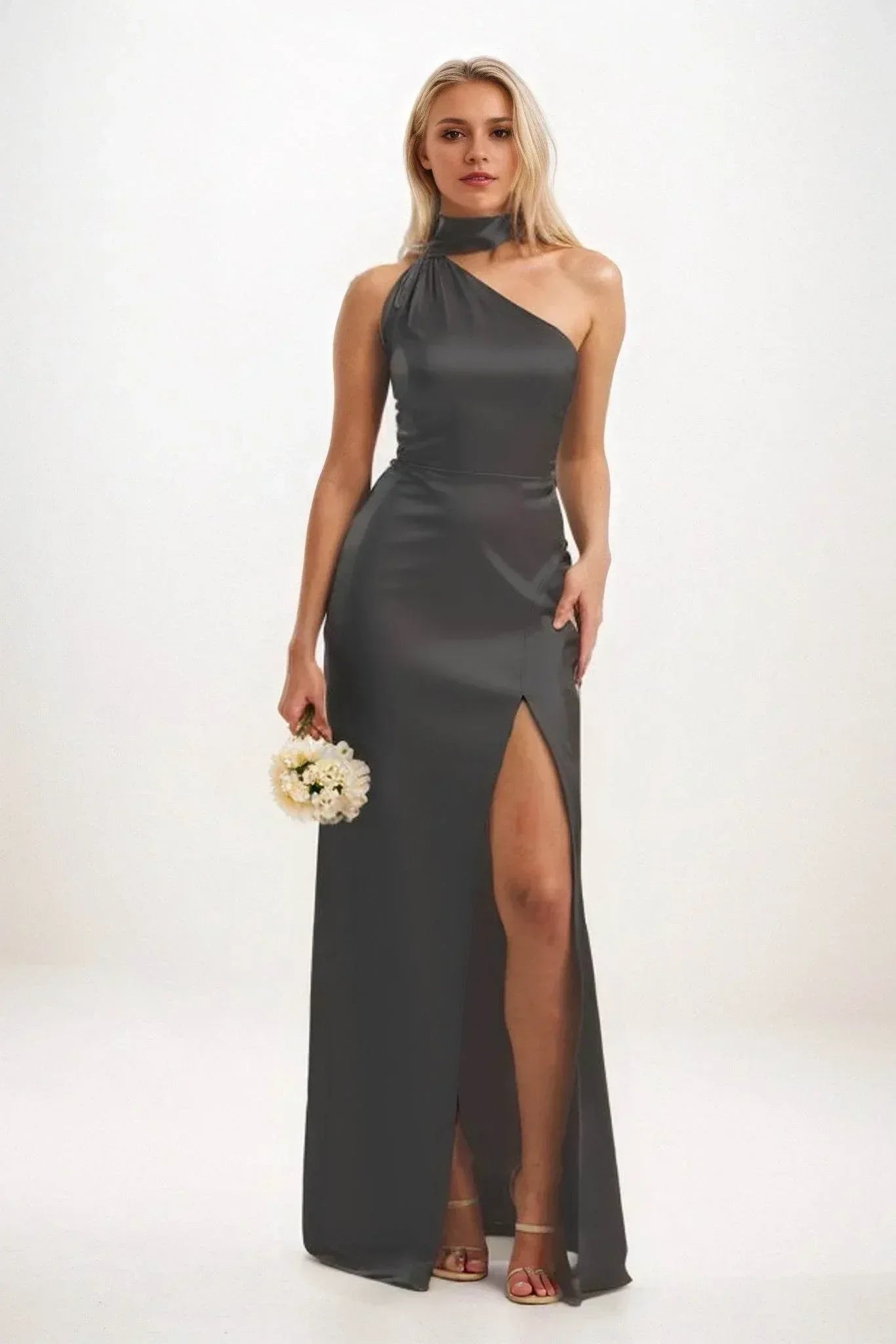 Sheath-Column Maxi Luxe Satin Dress CB0851CS