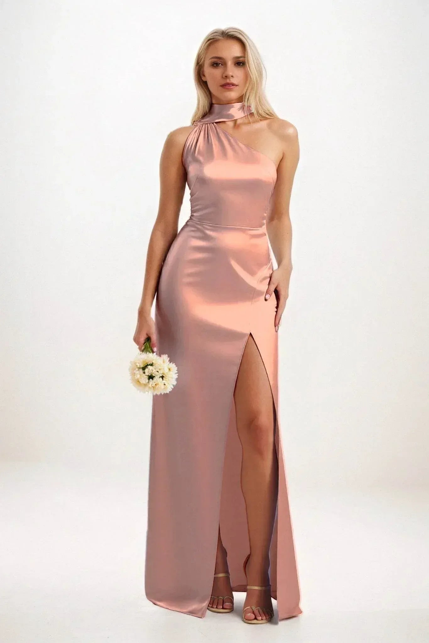 Sheath-Column Maxi Luxe Satin Dress CB0851CS