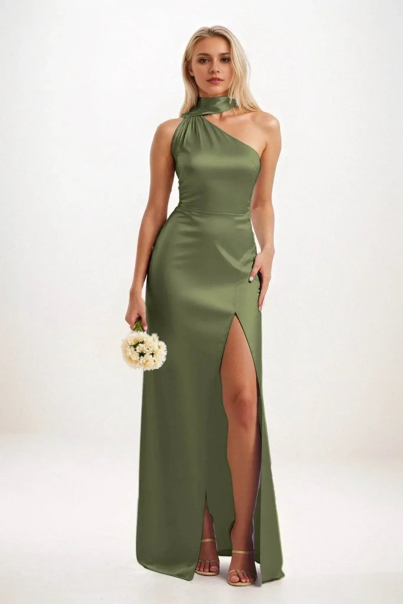 Sheath-Column Maxi Luxe Satin Dress CB0851CS