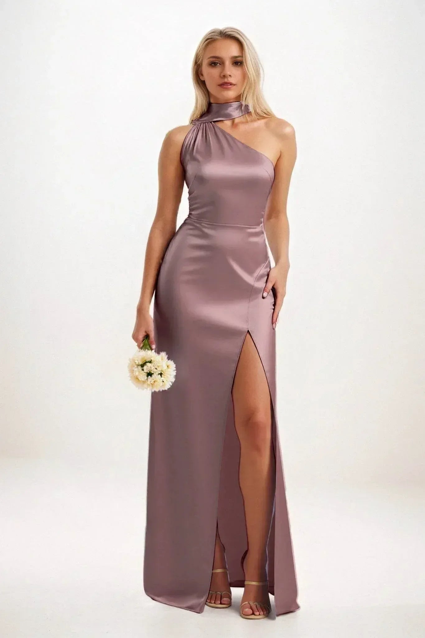 Sheath-Column Maxi Luxe Satin Dress CB0851CS