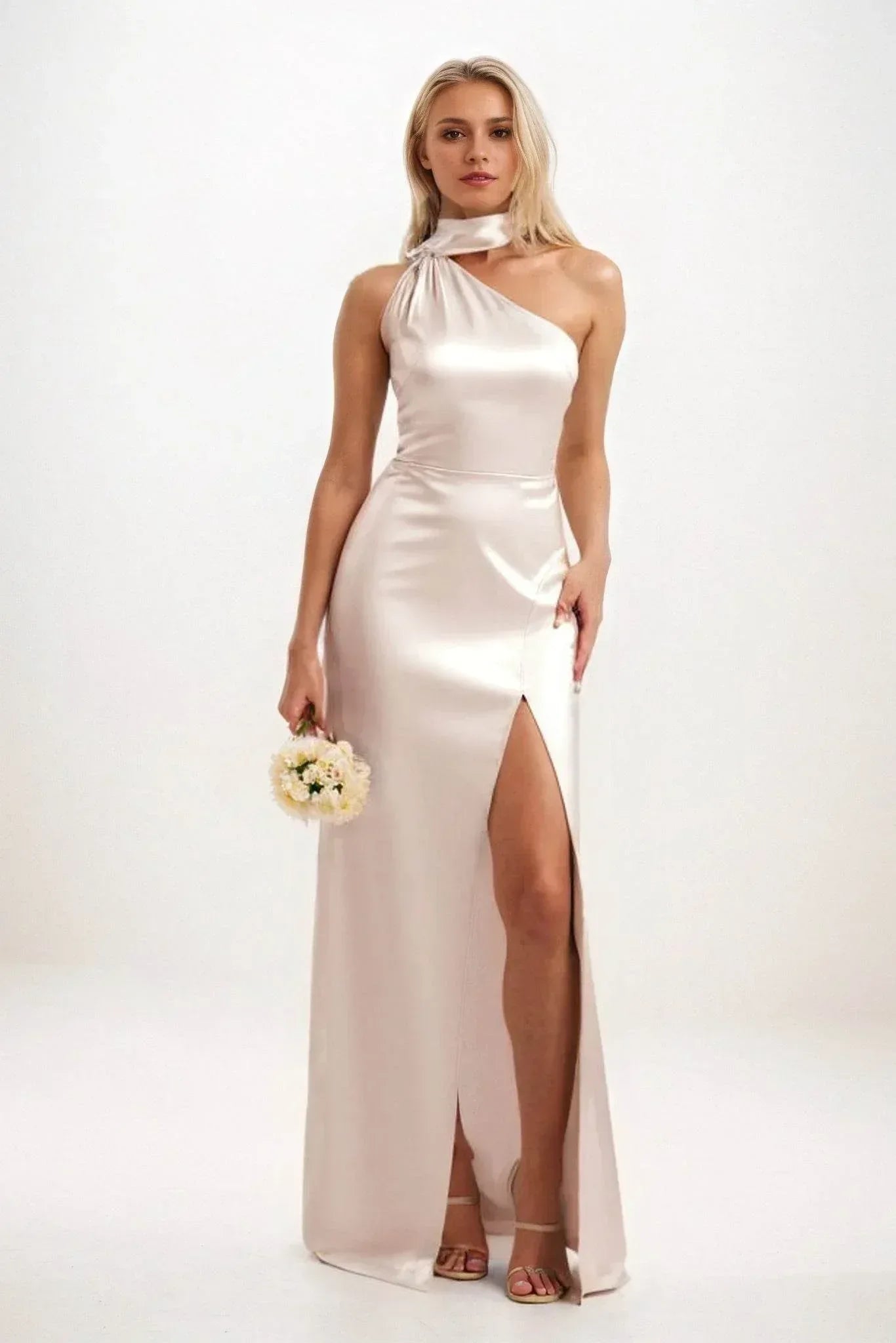 Sheath-Column Maxi Luxe Satin Dress CB0851CS