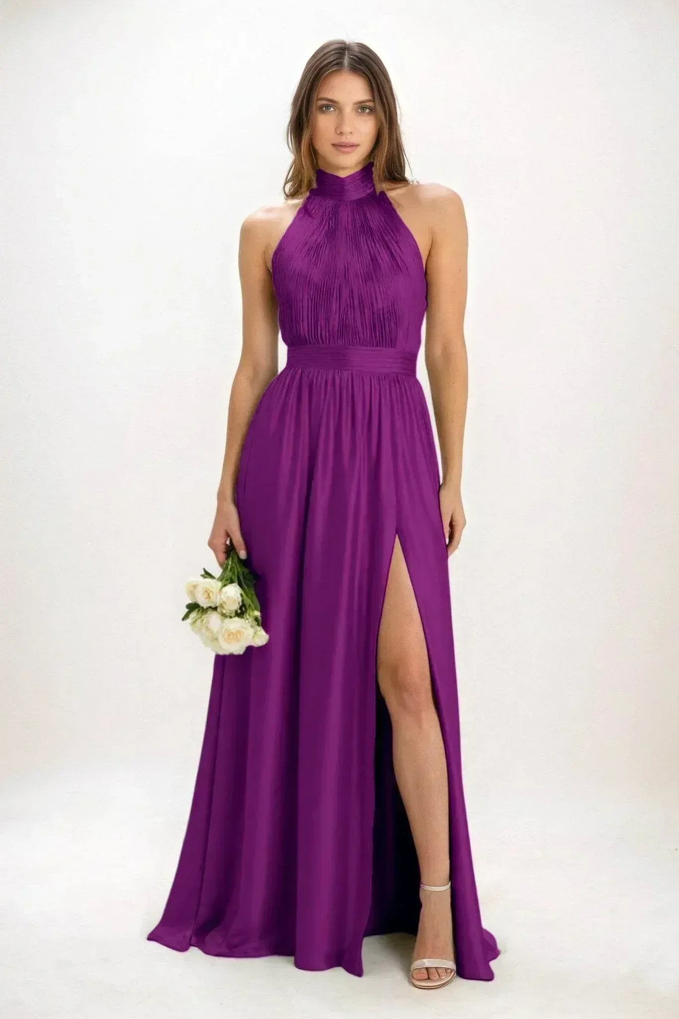 A-Line Maxi Luxe Satin Dress CB0852CS