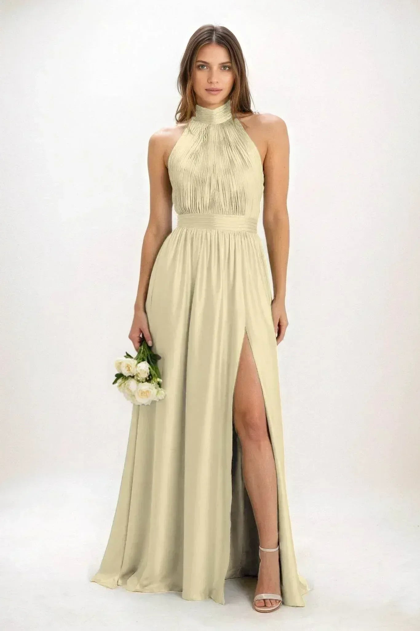 A-Line Maxi Luxe Satin Dress CB0852CS