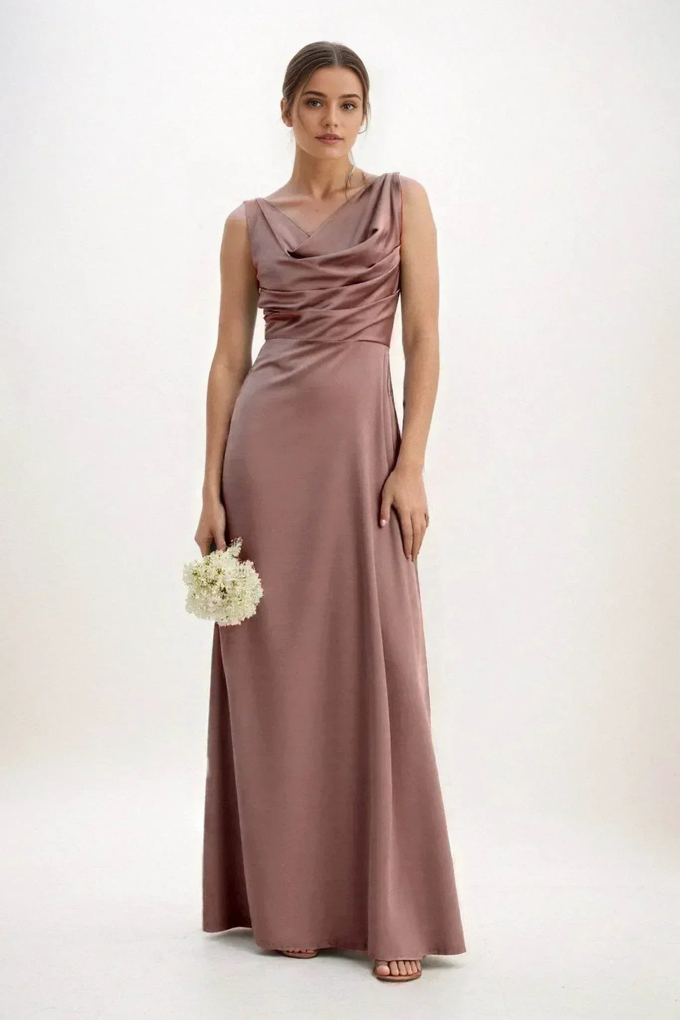 A-Line Maxi Luxe Satin Dress CB0853CS
