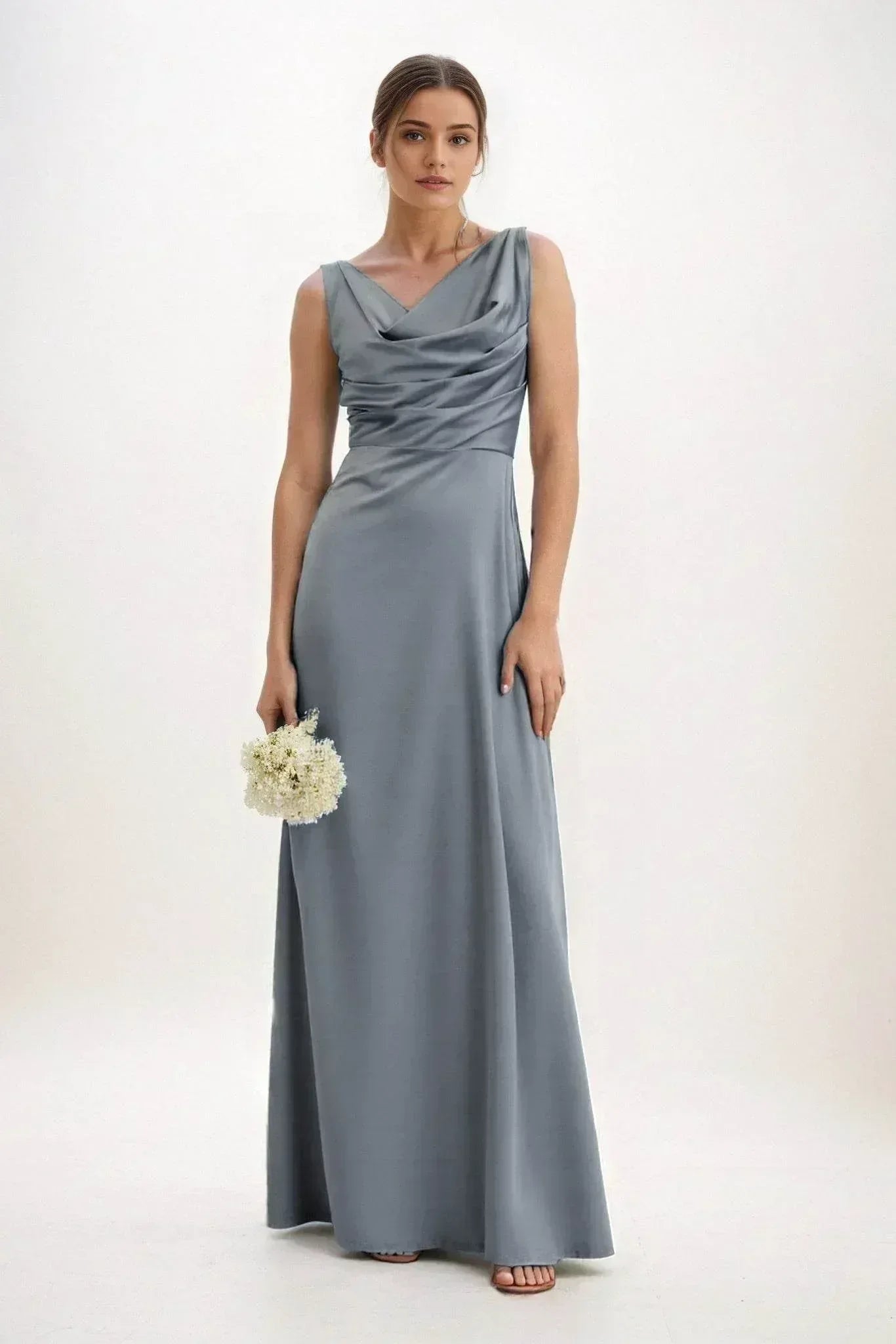 A-Line Maxi Luxe Satin Dress CB0853CS